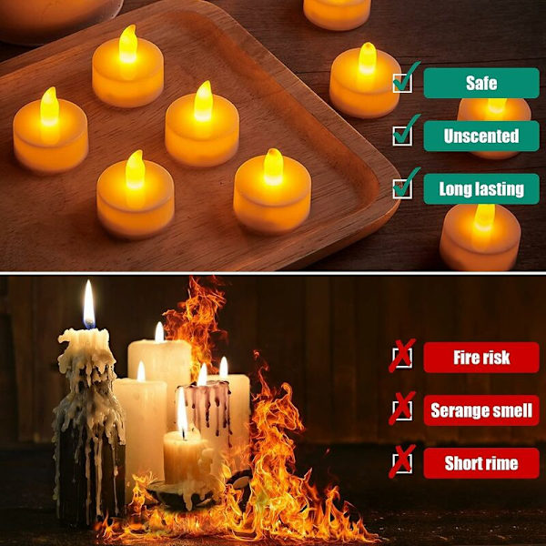 24 LED-ljus Flamlösa värmeljus Batteridekoration för jul X-mas träd Påsk Bröllopsfest [Batterier ingår]