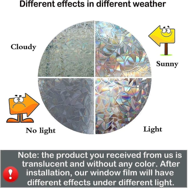 Anti-UV Fönsterfilm 3d Regnbågseffekt Fönsterfilm Fönster N