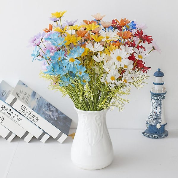 5 st konstgjorda prästkragar, festdekorationer, konstgjorda sidenblommor, vaser, krukor, simulerade buketter för hemmet (lila)