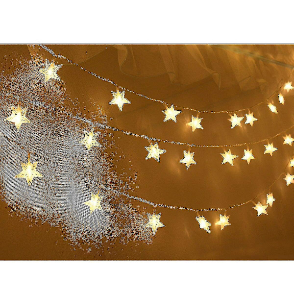Warm Stars-1,5m 10 Lampor Batteri Ljussträng