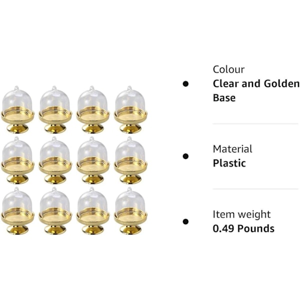 12 stycken mini godisbox, transparent plast macaron presentask med kupolformad lock transparent