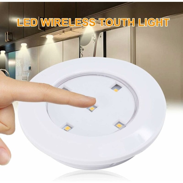 TTIO 3st Trådlös LED-bricka Light Fjärrkontroll Under skåpet Dimbara lampor för köksgarderob sovrum (vitt ljus utan batteri)
