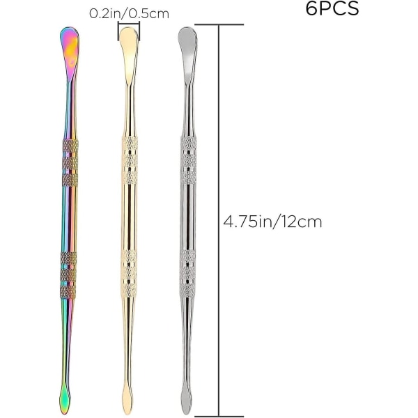 6 st rostfria vaxskulpturskedar 11,9 cm vaxskulpturverktyg (guld silver regnbåge)