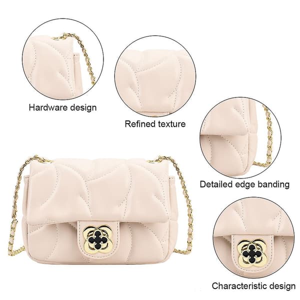 Handväskor Koppling Liten Quiltad Handväska Crossbody Väskor För Kvinnor Creamy-White