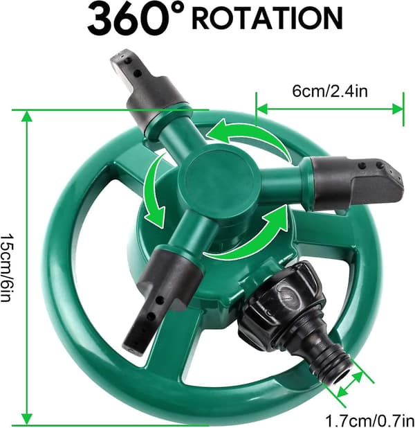 Trädgårdssprinkler, roterande grässprinkler