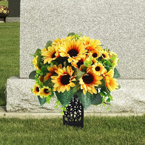 Plastkyrkogårdsvas för grav Svart Hållbar ihålig blomvas Anti-deformerad