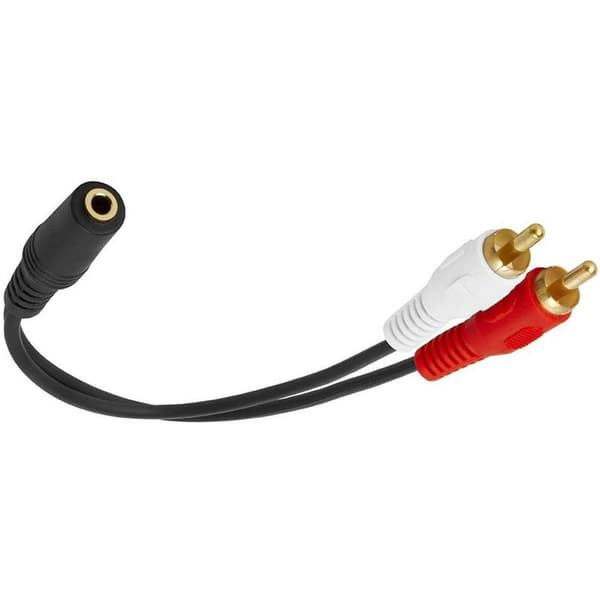 Lydadapterkabel, 3,5 mm hun til Cinch hanstik, sort, 0,2 m længde