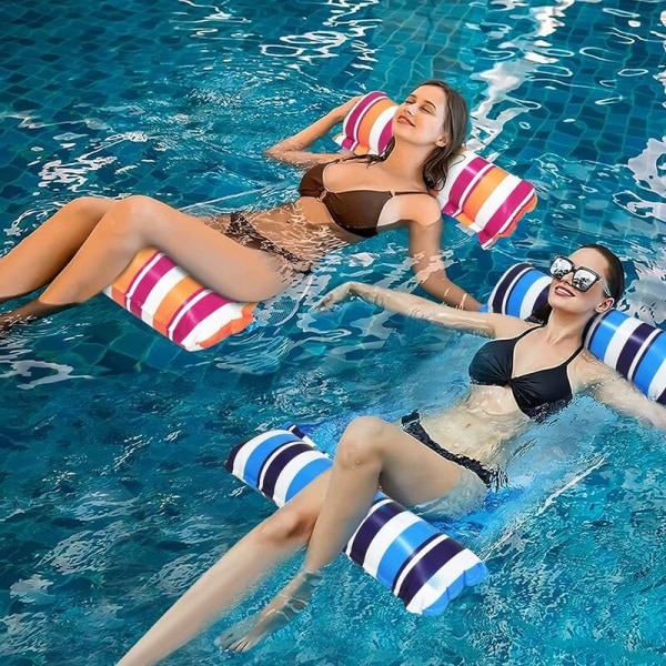 2-pak oppustelig swimmingpoolmadras, voksenlegetøj, 4 i 1 oppustelig swimmingpooltilbehør, swimmingpoolhængekøje (blå og orange)