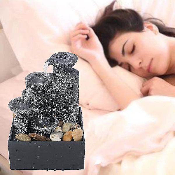Inomhus Vattenfall Fontän Meditation Vatten Fontän Liten Vattenfall Fontän Skrivbordsdekorationer Inomhus Bordsskiva Fontän Med Led-lampor Och Sten