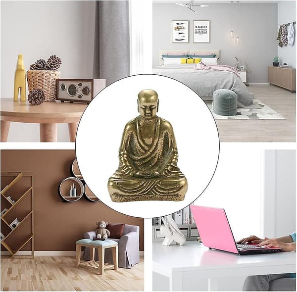 Buddha Mini Solid Bronze Buddha Statue Ksitigarbha Bodhisattva Peaceful Buddhist Buddha Statue