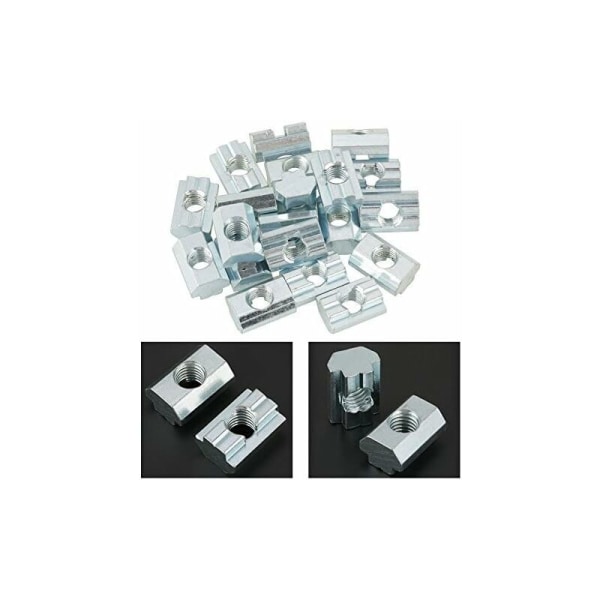 20 stk Standard Glide Nut Galvaniseret Kulstofstål T Glide Nut til Aluminiumsprofil Tilbehør (T Nut Typ 40 M8)