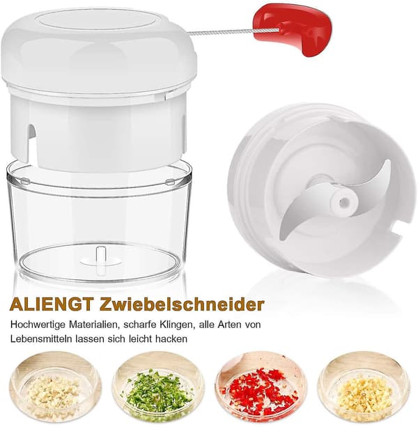 Grönsakshackare, minilökhackare, multihackare, manuell liten lökhackare, 170 ml, vit