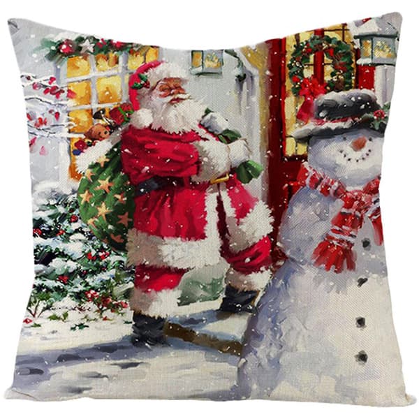 Jul-kuddfodral i bomullslinne för soffa, bil, hem, midja, 45*45