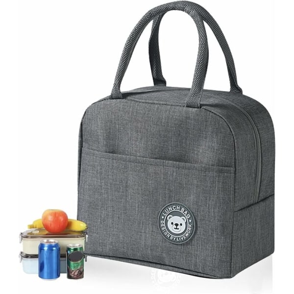 Mini Lunch Bag Waterproof Picnic Bag Insulated Bag Thermal Bag Foldable Lunch Bag for On the Go Work School (Grey)