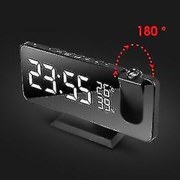 180 rotationsprojektionsväckarklocka 4 projektionsljusstyrkor med automatisk dimmer Snooze Dubbla larm Yo