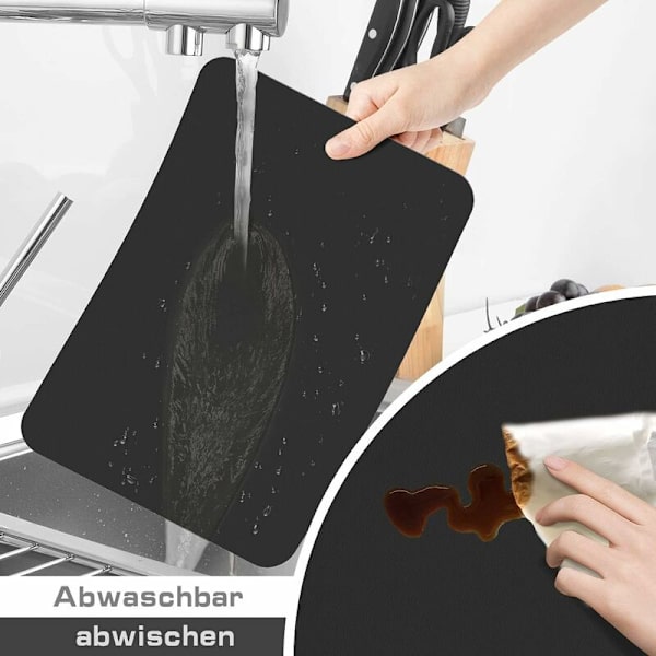 Sæt med 4 dækkeservietter, vandtætte vaskbare dækkeservietter 42 × 30 cm Køkken Spisestue PVC Skridsikre Varmebestandige Dækkeservietter, Sort