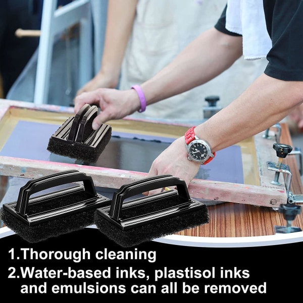 6-delat handtag printed bläck skurborste Kemikaliebeständig skurrengöring skärm svart