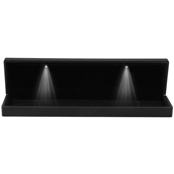 Smykkeæske til kvinder, LED-belyst vedhæng/armbånd/halskæde gaveæske (halskædestørrelse), sort