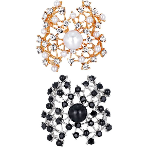 2 st present brosch smycken legering smycken strass pärla ihålig brosch
