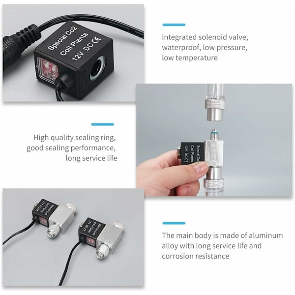 ??Magnetventil til akvarium CO2 System Regulator DC 12V Output Connect M10 1 udvendigt gevind Enkelt hoved lydløs lavtemperaturversion