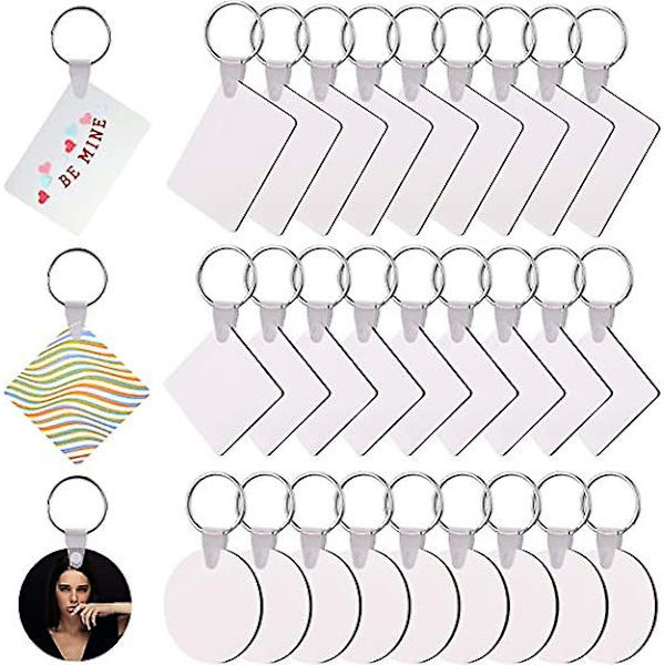 30 st sublimering nyckelringar värmeöverföring original nyckelringar för att göra DIY nyckelringar