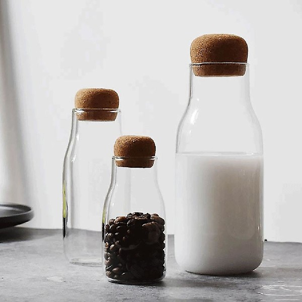 150/300/700ml Förvaringsflaska Kryddor Socker Te Kaffe Korkpropp Glasburk Burkar（700ML）