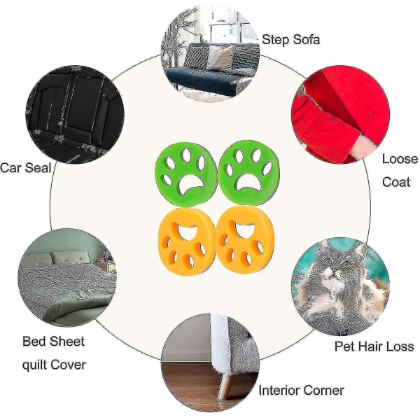 4 kpl lemmikkieläinten karvanpoistaja pesukoneen hiustenpuhdistustyökalu, uudelleenkäytettävä vaatteille, vuodevaatteille, koiran ja kissan karvoille_h
