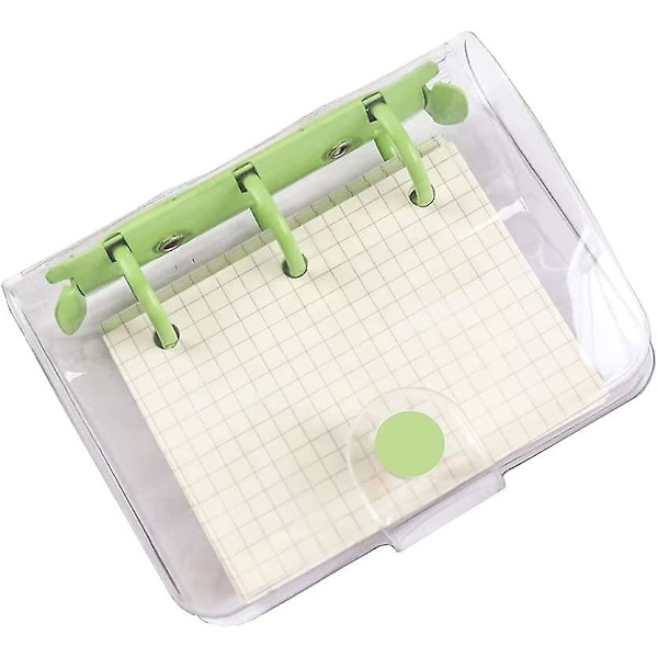 Mini Transparent 3-Ring Binder Skyddande Omslag Transparent PVC Binder Notebook Mini Binder Pocket Snap (Rosa)