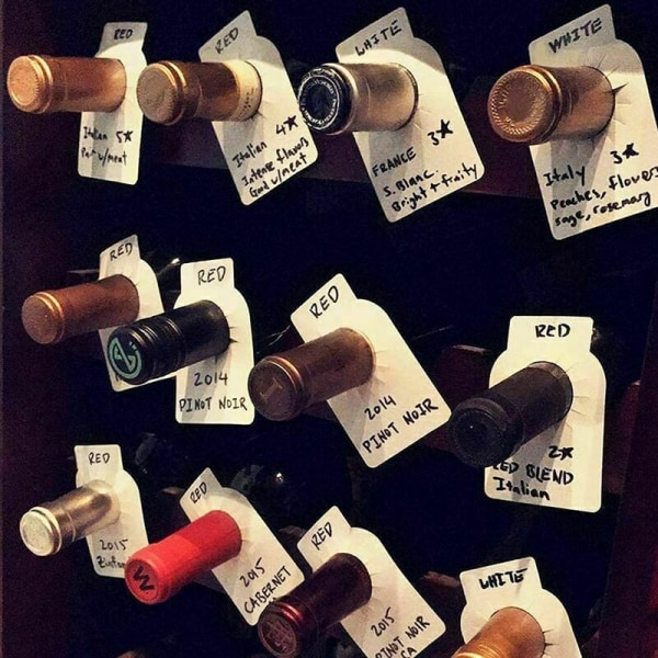 200 st vinflasketiketter, återanvändbara vinetiketter, flasketiketter, tomma etiketter, rekordinformation om vinflaskor (vit),