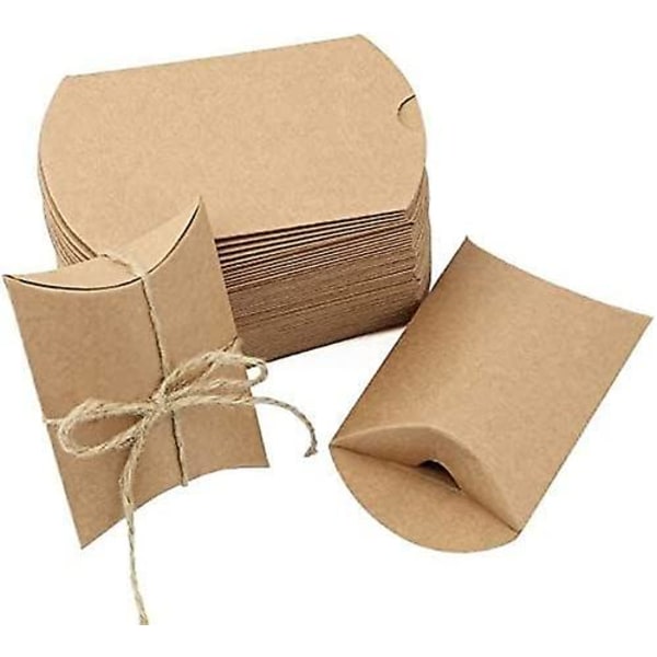 Retro julklapp presentförpackning, presentförpackning, presentask i kraftpapper med juteband, 50 st per förpackning