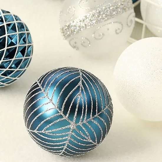 Julkulor 8 cm – Set om 16 – Julkulor i plast – Blå & vit Blauw & wit XXS