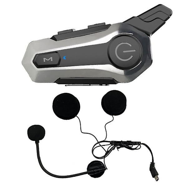 Motorcykel Bluetooth-hjälm Intercom Universell Parning Headset Cnc Brusreducering För Halvhjälm Silver