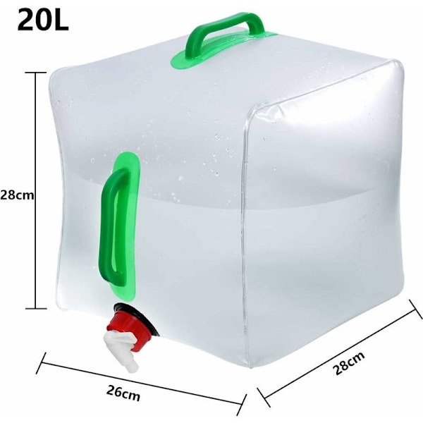 Hopfällbar Vattentank Behållare Väska Bärbar Transparent Hållbar Stor Kapacitet Camping Picknick 20L T-Audace