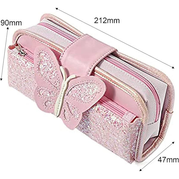 1 stk. blyantæske lærred blyantæske skole blyantæske lynlås makeup børste taske sequin kosmetik taske