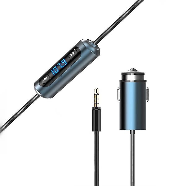 Fm-sändare, bilradioadapterkit stöder 3,5 ljudgränssnittssignalingång med USB-billaddare, kompatibel med Iphone, Android, Vivo, Oppo, etc.