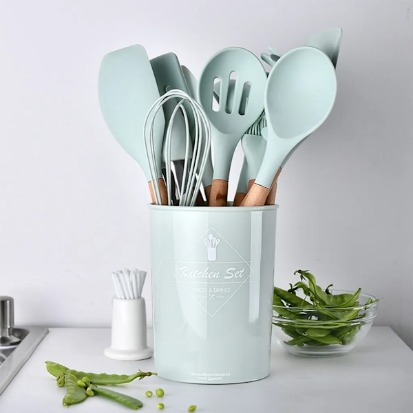 11-delad köksredskapsuppsättning i silikon, non-stick