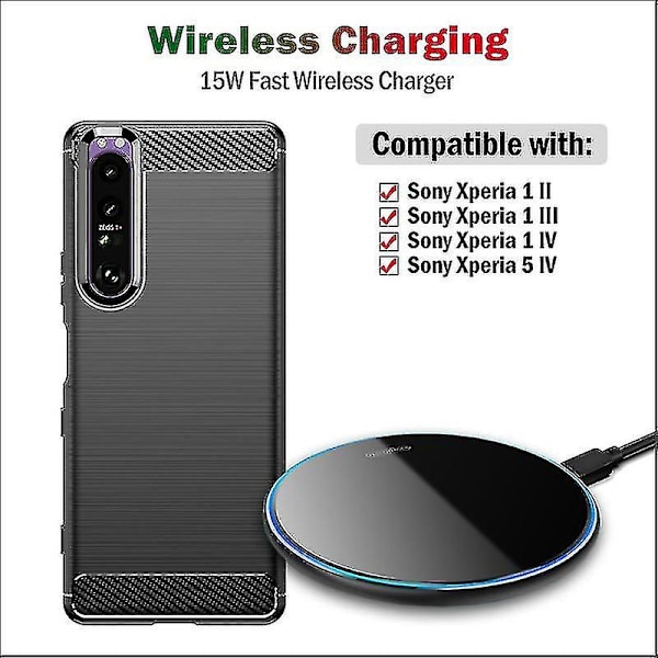15w Snabb Qi Trådlös Laddare För Sony Xperia 1 Ii Iii Iv Xperia 5 Iv Trådlös Laddningsplatta Akryl Andningsljus Presentfodral（för Xperia 1 II）