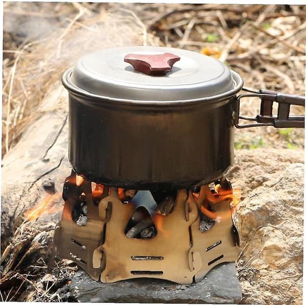 Camping Vedspis Bärbar Vedspis Lättvikt Vikbar Spis Utomhusmatlagning