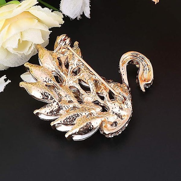 Broschnål Svanform Legering Zirkonplagg Plaggnål Brosch Mode Emalj Kristall Rhinestones Corsage För Kvinnor Dam Smycken Present