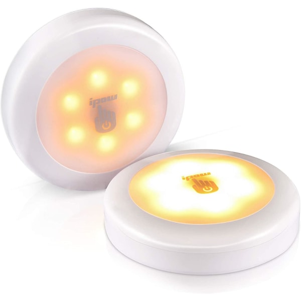 Trådlös beröringslampa, dimbar självhäftande nattlampa, batteridriven ledlampa, varm ljus vägglampa för underskåpsbelysning/garderob/entré/klosett