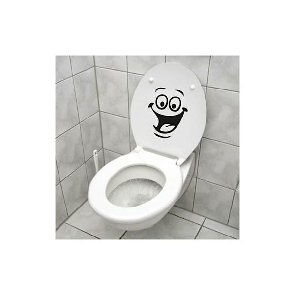 Smiley klistermärke, rolig väggdekal för toalett, badrum, kök, PVC, 1 färg, en storlek