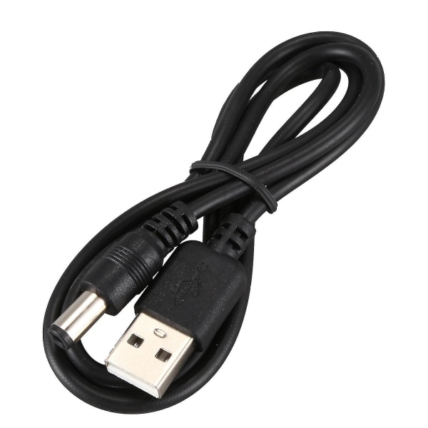 USB kabel 5,5 mm / 2,1 mm 5v Dc Barrel Power kabel (svart, 75 cm)