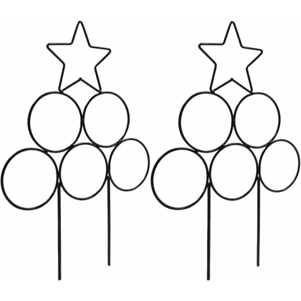 Klätterväxt Metallram Inomhus Växtstativ Växtstativ Smidesjärn Klätterkrukhållare Blomsterstativ 2st (Rund Pentagram, Svart)