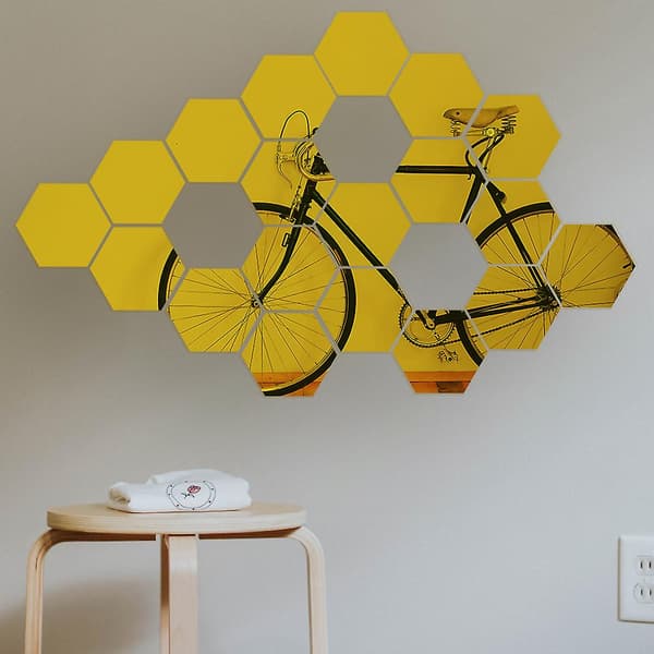 3D Akrylspegel Väggstickers för Vardagsrum, Hall, Sovrum & Hem Guld