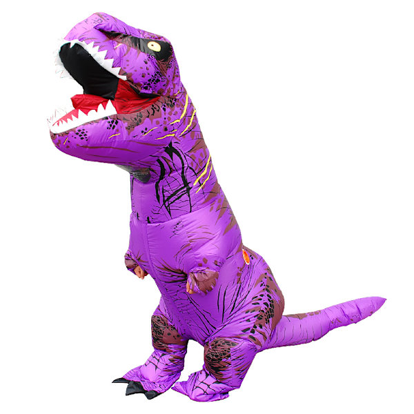 Lasten ja aikuisten dinosaurusten ilmapuku roolileikkiasu Tyrannosaurus Rex Anime Cartoon Party-asu Halloween-asu Violetti-Lapsi 120-140cm