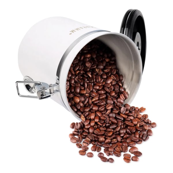 Schramm® kaffeburk 1500 ml i 10 färger med doseringssked Höjd: 15cm Kaffeburkar Kaffeburk av rostfritt stål, färg: matt vit