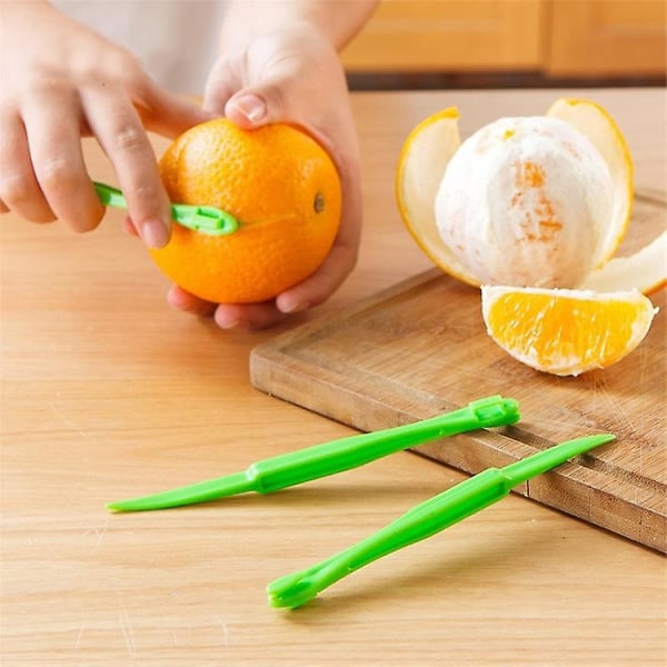 Citrusfruktsskalare - 20 st Plast Citron Grapefruktskalskärare, Lättöppnad Grönsaksskivare Remover Kökstillbehör Prylar grön+orange