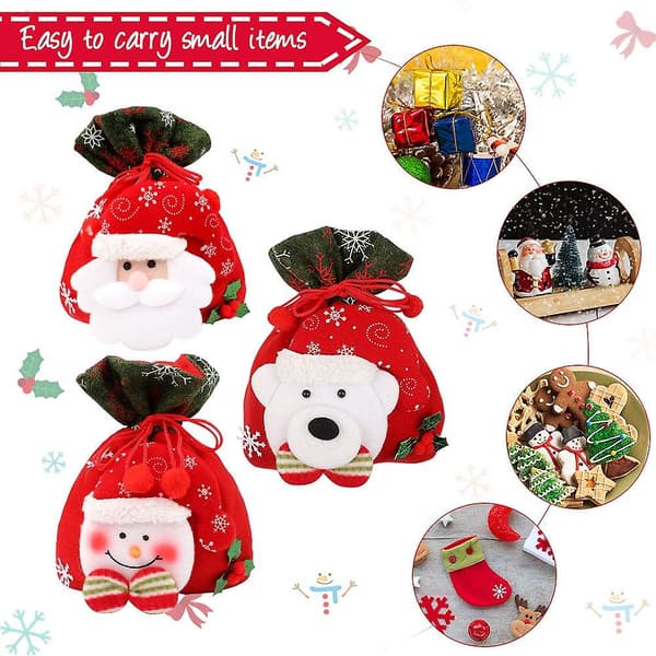 3-pack julstrumpor med dragsko - Jultomte