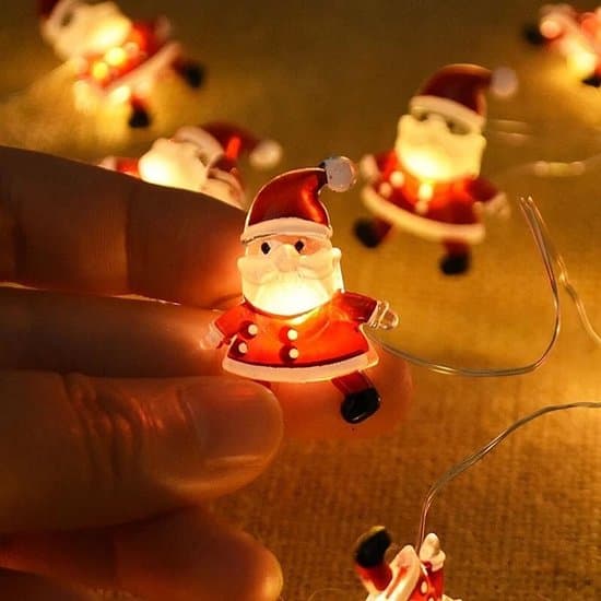 Julbelysning med jultomtefigur - 3 meter - batteridriven vit XXS