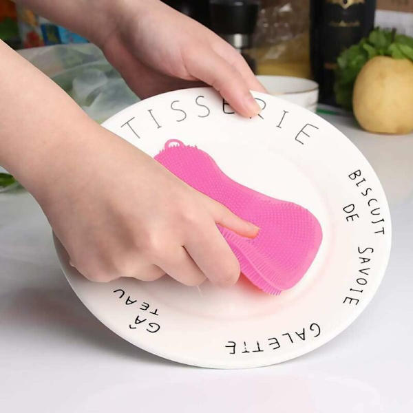 Silikonsvamp, 4 st multifunktionell kökssvamp, non-stick värmebeständig hushållsrengöringsborste, idealisk för disk, kastrull, grönsaker, frukt